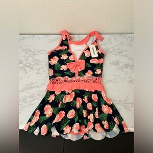 Ituoidou Sleeveless Dress Womens 14 Floral Shorts Lined Green Orange Buckle​